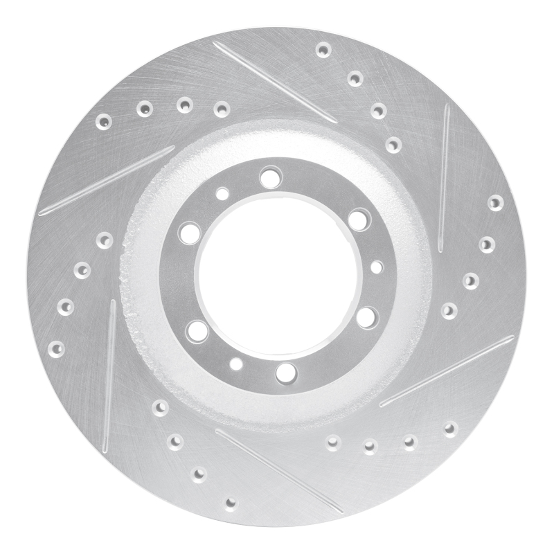 Acura SLX Brake Rotor (1) - Front Right - R1 Concepts - Drilled & Slotted - Silver - `92-`02